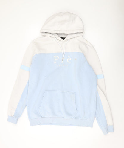 PRE London Mens Blue Cotton Pullover Hoodie Size L