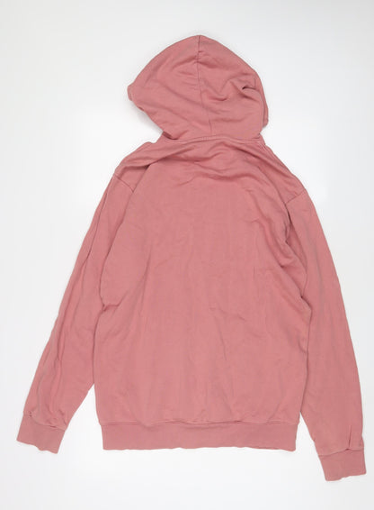 Reebok Womens Pink Cotton Pullover Hoodie Size M Pullover - Logo, Embroidered