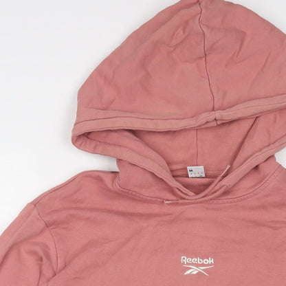 Reebok Womens Pink Cotton Pullover Hoodie Size M Pullover - Logo, Embroidered
