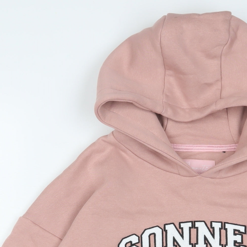 SONNE Girls Pink Cotton Pullover Hoodie Size 13-14 Years Pullover - Logo, Embroidered