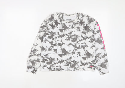 Reebok Girls Grey Geometric Cotton Pullover Sweatshirt Size 13-14 Years Pullover