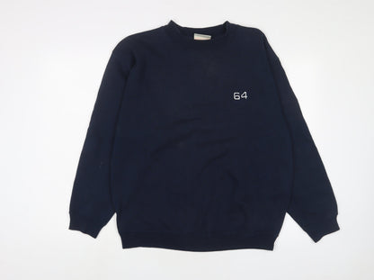 Giorgio Mens Blue Cotton Pullover Sweatshirt Size M