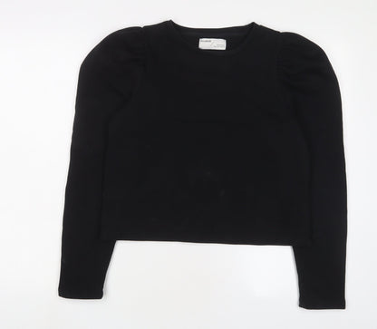 Womens UK Size S Pull&Bear Black Pullover Sweatshirt