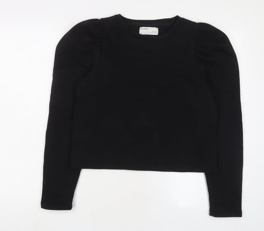 Womens UK Size S Pull&Bear Black Pullover Sweatshirt