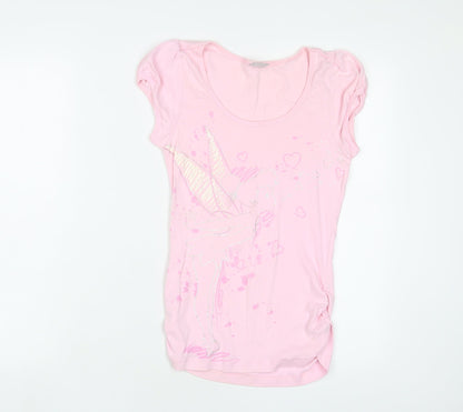 Womens UK Size 10 Disney Pink Basic T-Shirt