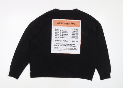 Zara Womens Black Cotton Pullover Sweatshirt Size M Pullover - Monopoly