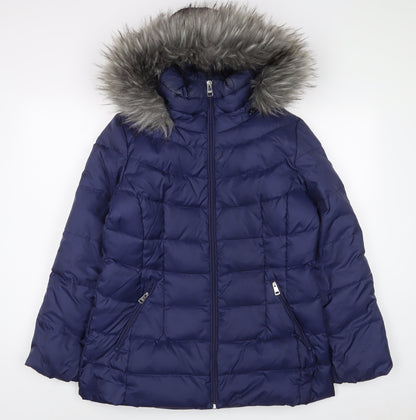 Andrew Marc Womens Blue Parka Coat Size L Zip - Zip Pockets