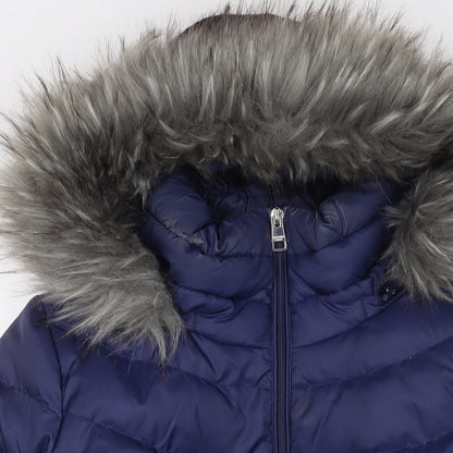 Andrew Marc Womens Blue Parka Coat Size L Zip - Zip Pockets