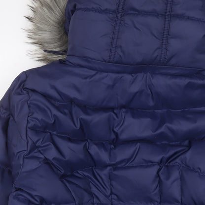 Andrew Marc Womens Blue Parka Coat Size L Zip - Zip Pockets