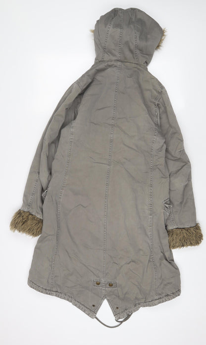 QED London Womens Green Parka Coat Size S Zip