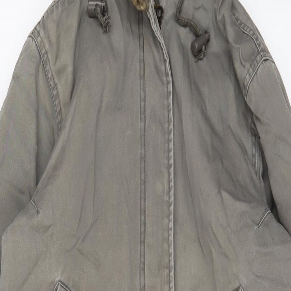 QED London Womens Green Parka Coat Size S Zip