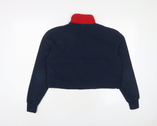 ellesse Womens Blue Polyester Pullover Sweatshirt Size 4 Zip - Logo, Embroidered