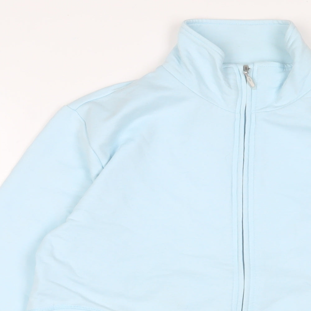 DECATHLON Girls Blue Cotton Full Zip Sweatshirt Size 14 Years Zip - Logo, Embroidered