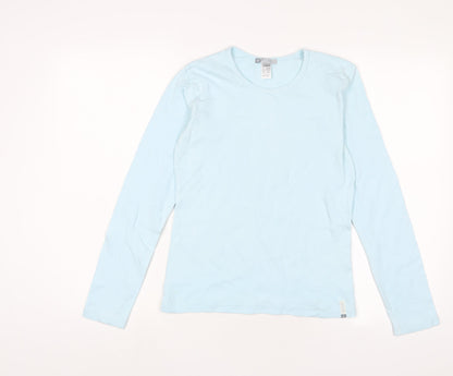 DECATHLON Girls Blue Cotton Basic Casual Size 14 Years Crew Neck Pullover