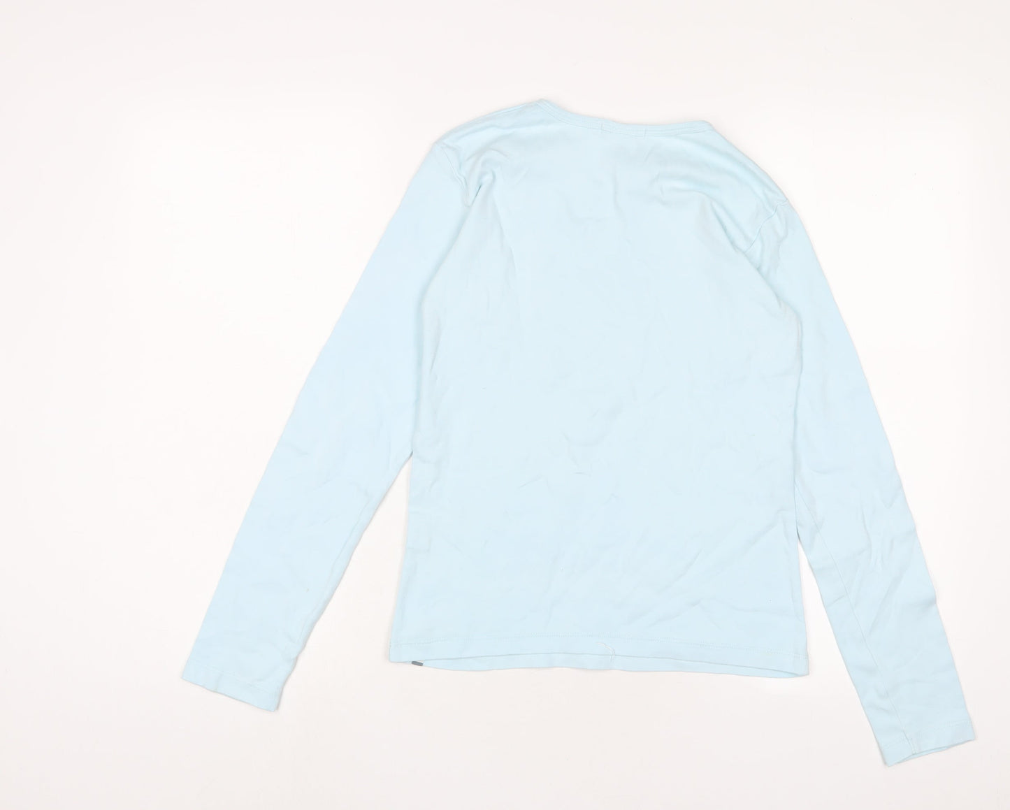 DECATHLON Girls Blue Cotton Basic Casual Size 14 Years Crew Neck Pullover