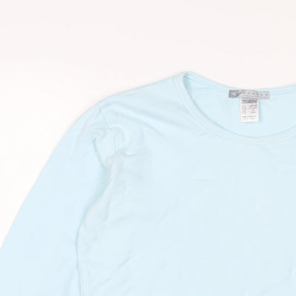 DECATHLON Girls Blue Cotton Basic Casual Size 14 Years Crew Neck Pullover