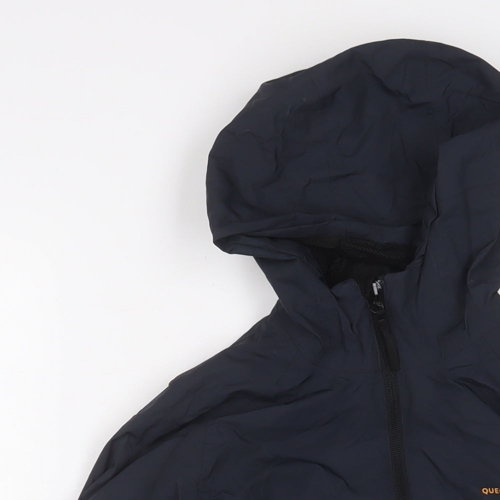 Close-up detail of Decathlon boys’ orange jacket, size 8-9, years zip