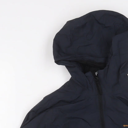 Close-up detail of Decathlon boys’ orange jacket, size 8-9, years zip