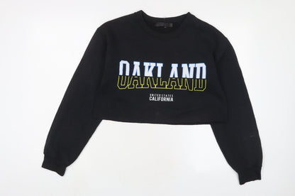 Additional front view of Missguided women’s black cotton pullover sweatshirt, size S, pullover - oakland