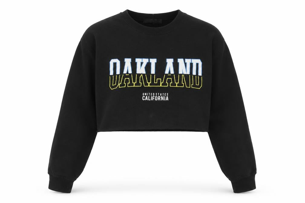 Front view of Missguided women’s black cotton pullover sweatshirt, size S, pullover - oakland