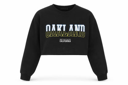 Front view of Missguided women’s black cotton pullover sweatshirt, size S, pullover - oakland
