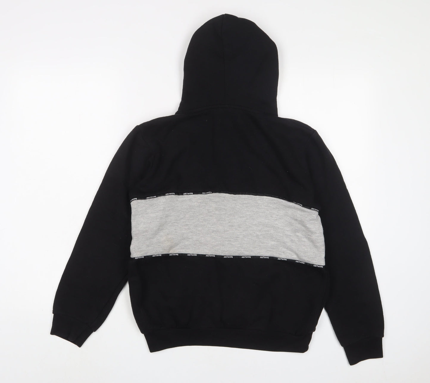Hype Boys Black Cotton Pullover Hoodie Size 13 Years Zip