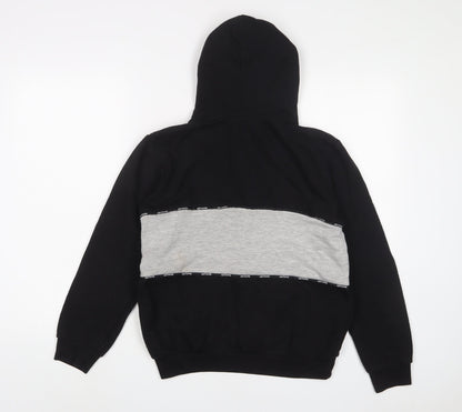 Hype Boys Black Cotton Pullover Hoodie Size 13 Years Zip