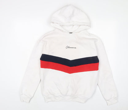 Additional front view of Closure women’s white cotton pullover hoodie, size UK 10, pullover - logo