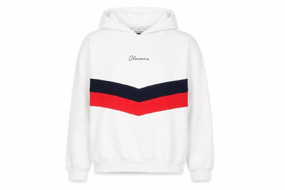 Front view of Closure women’s white cotton pullover hoodie, size UK 10, pullover - logo