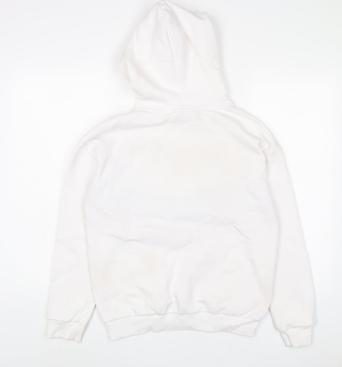 Back view of Closure women’s white cotton pullover hoodie, size UK 10, pullover - logo