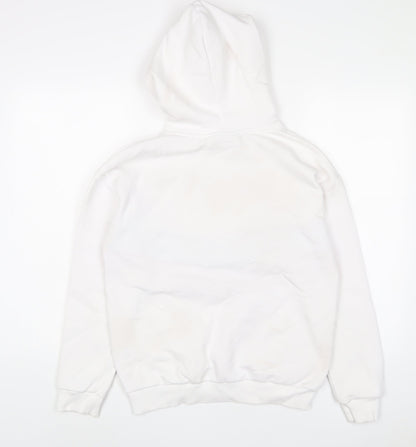 Back view of Closure women’s white cotton pullover hoodie, size UK 10, pullover - logo
