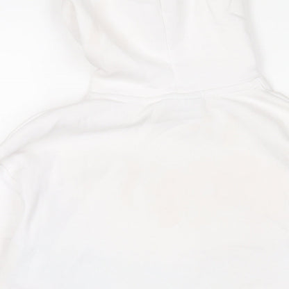 Brand and care label for Closure women’s white cotton pullover hoodie, size UK 10, pullover - logo