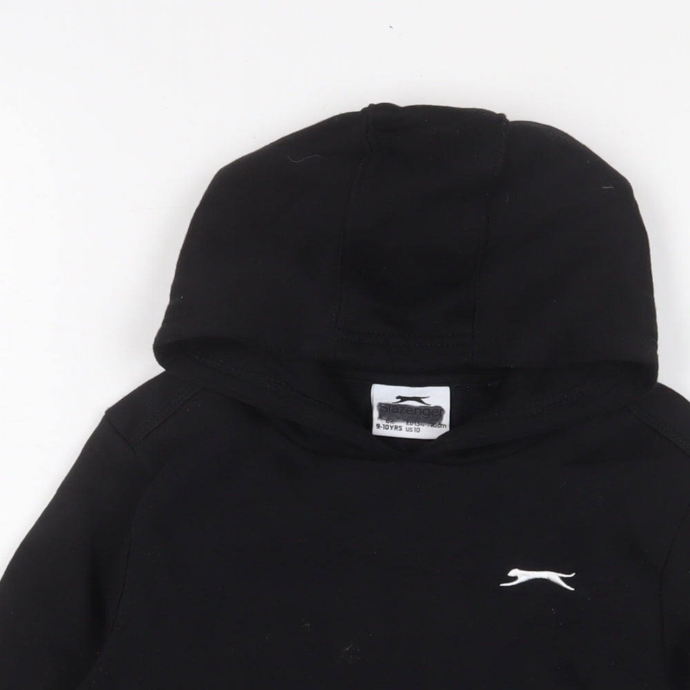 Slazenger Boys Black Cotton Pullover Hoodie Size 9-10 Years Pullover - Logo, Embroidered