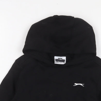 Slazenger Boys Black Cotton Pullover Hoodie Size 9-10 Years Pullover - Logo, Embroidered