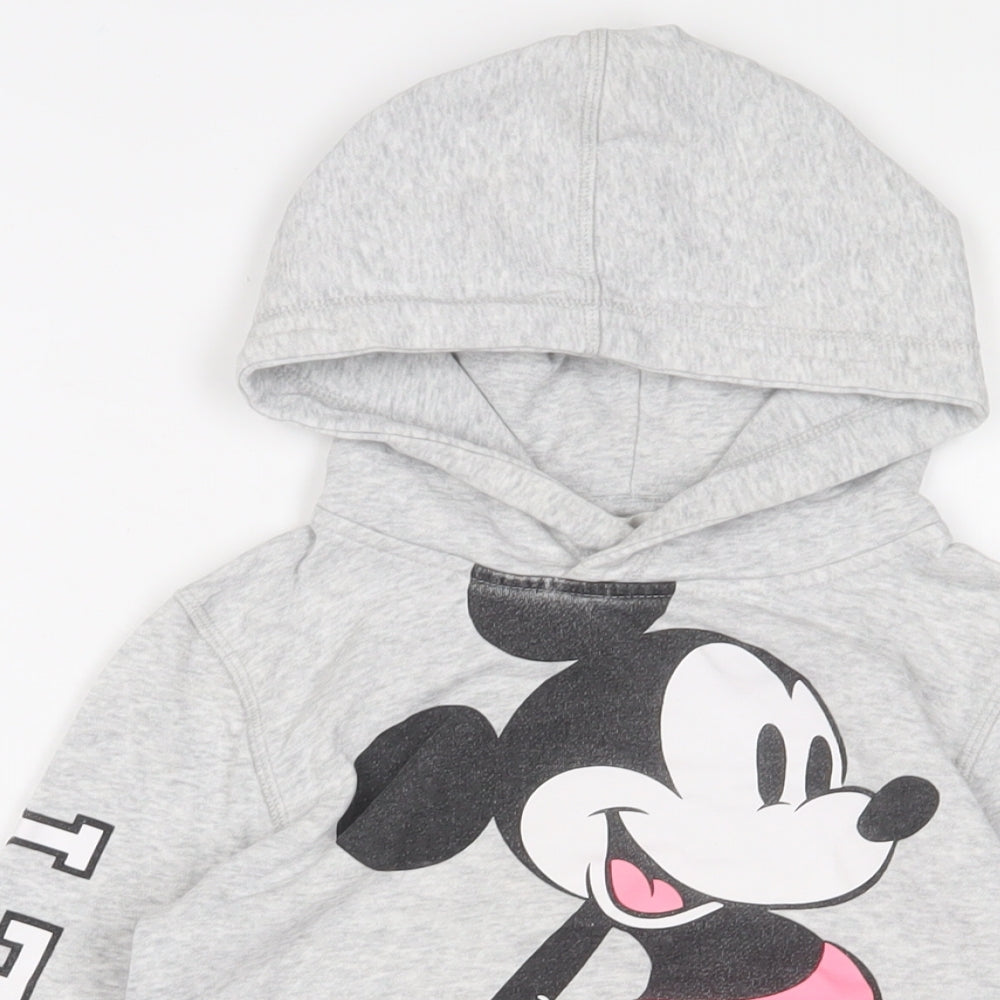 Mickey Mouse Girls Grey Cotton Pullover Hoodie Size 8 Years Pullover - 8-10 Years