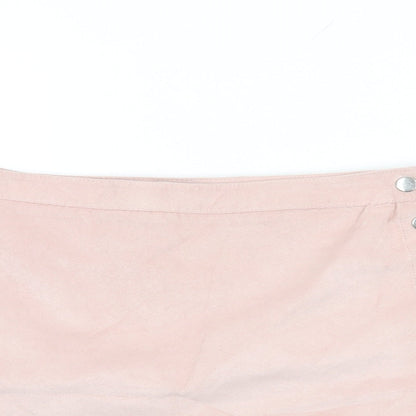 H&M Womens Pink Polyester Mini Skirt Size 10 Snap - Suede