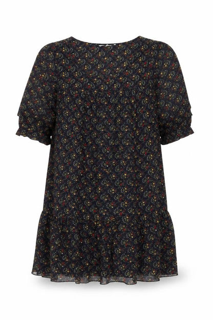 New Look Womens Blue Floral Polyester Shift Size 12 Round Neck Pullover