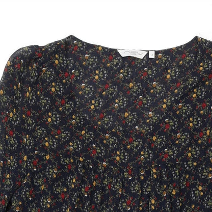 New Look Womens Blue Floral Polyester Shift Size 12 Round Neck Pullover