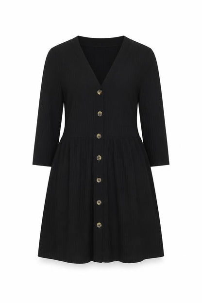 New Look Womens Black Polyester Shift Size 10 V-Neck Button