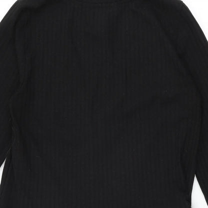 New Look Womens Black Polyester Shift Size 10 V-Neck Button