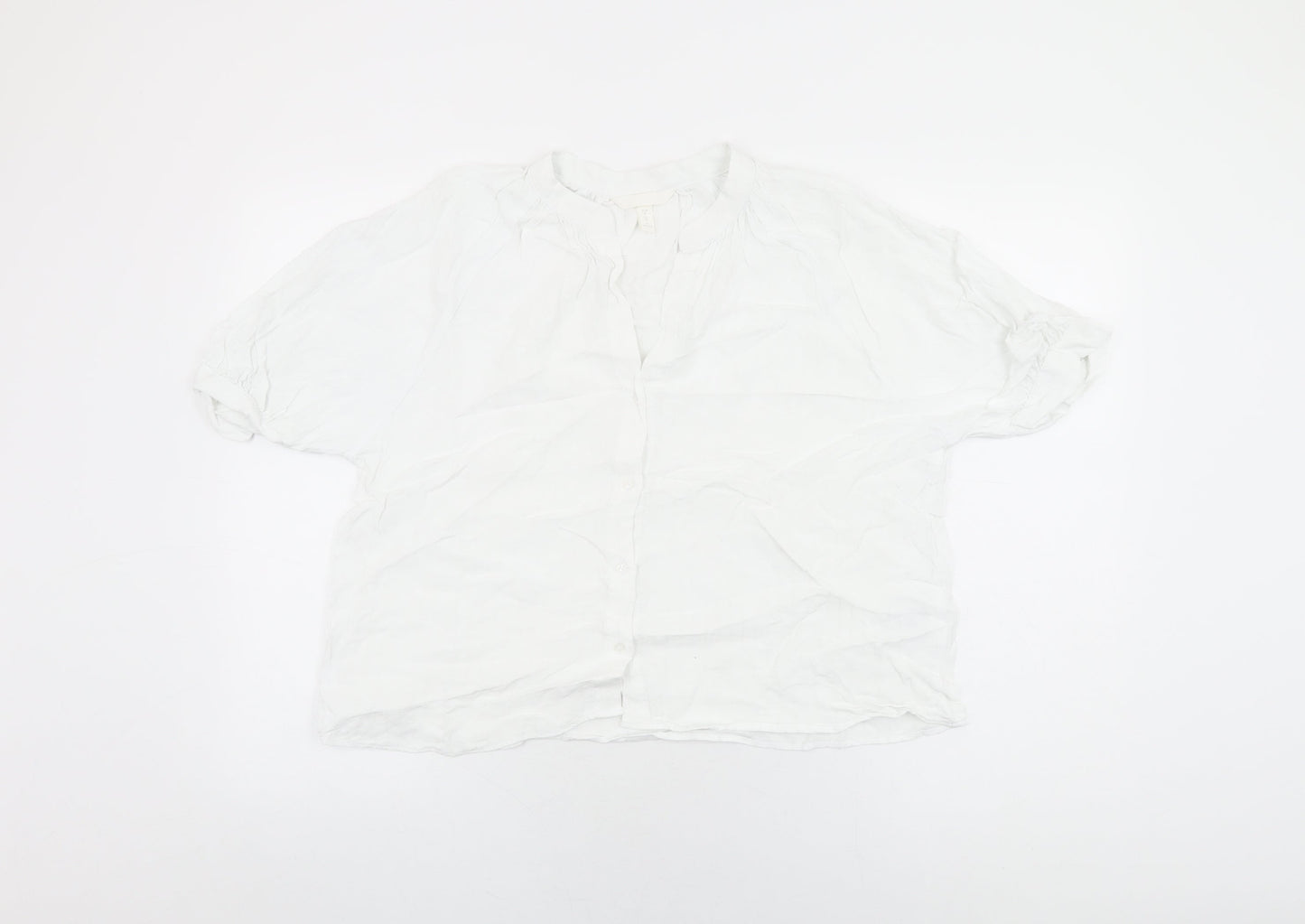 Womens UK Size M H&M White Basic Button-Up