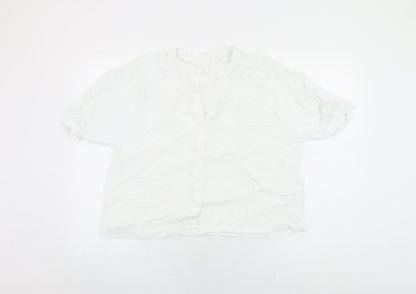 Womens UK Size M H&M White Basic Button-Up