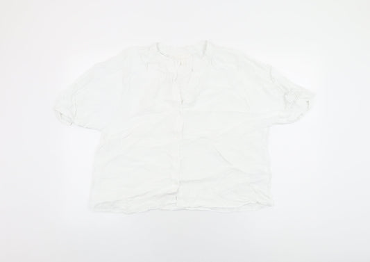 Womens UK Size M H&M White Basic Button-Up