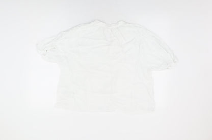 Womens UK Size M H&M White Basic Button-Up