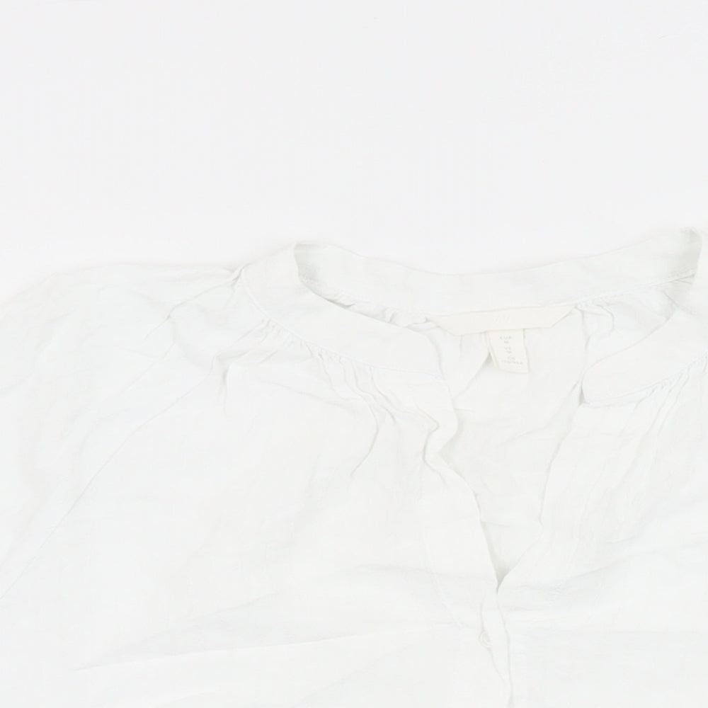 Womens UK Size M H&M White Basic Button-Up