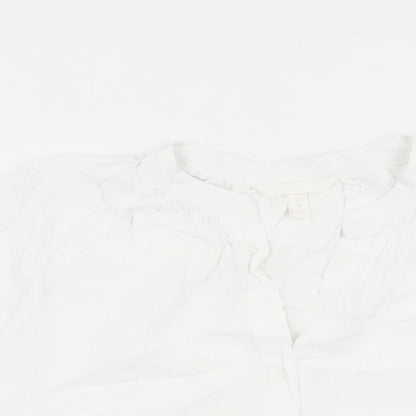 Womens UK Size M H&M White Basic Button-Up