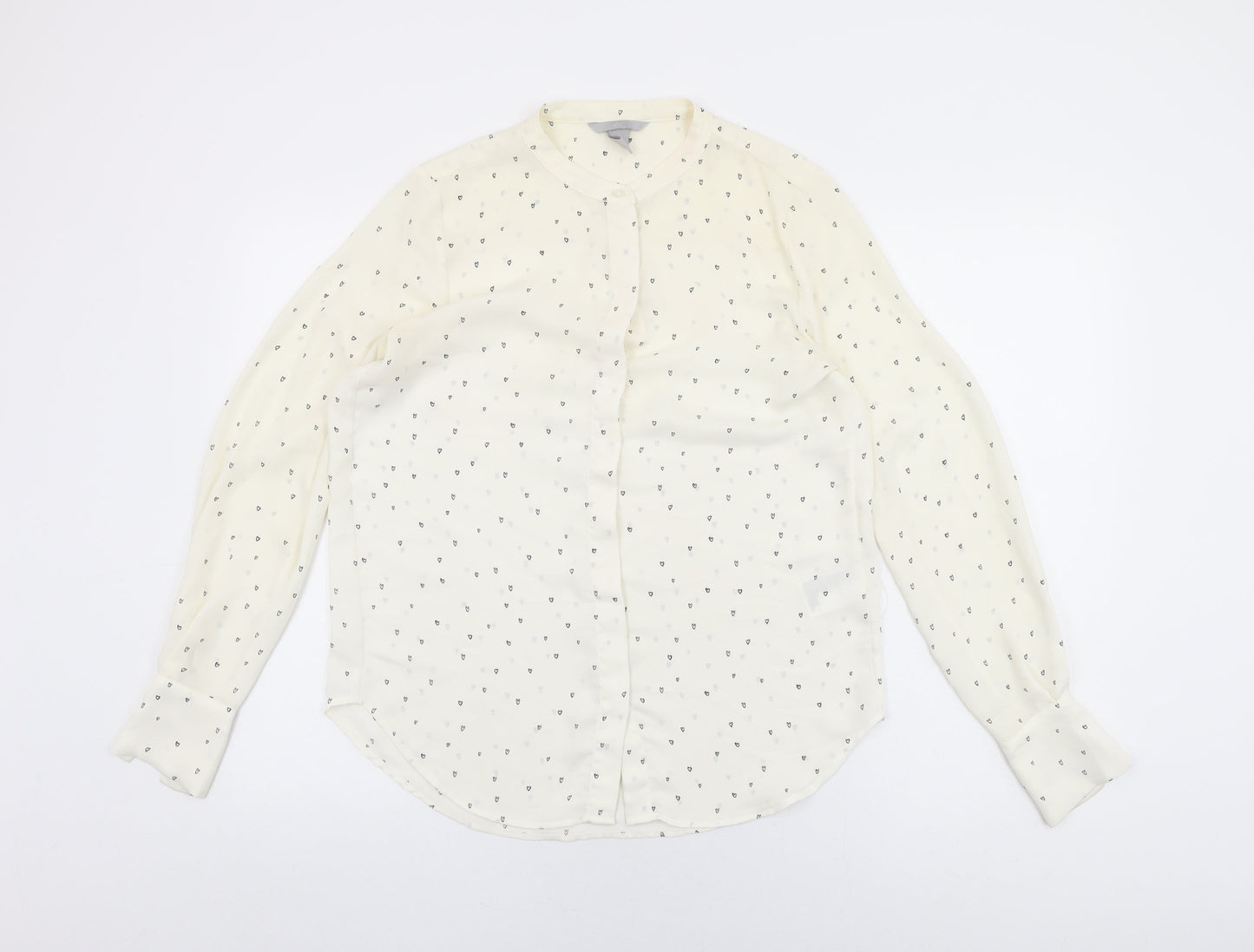 Womens UK Size 8 H&M Ivory Basic Button-Up