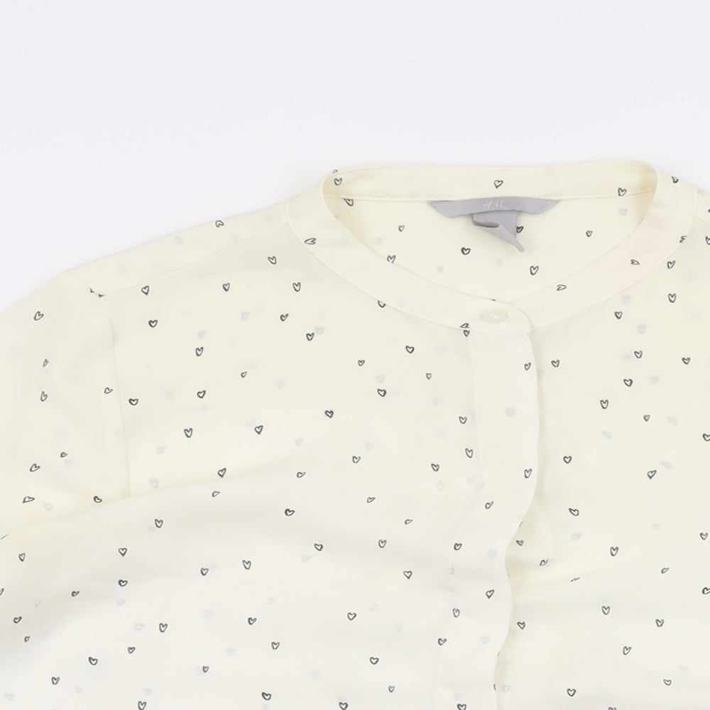 Womens UK Size 8 H&M Ivory Basic Button-Up