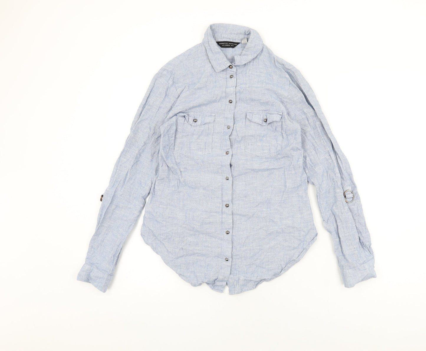 Womens UK Size 10 Dorothy Perkins Blue Basic Button-Up