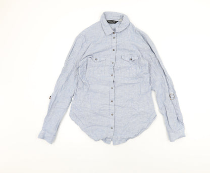 Womens UK Size 10 Dorothy Perkins Blue Basic Button-Up